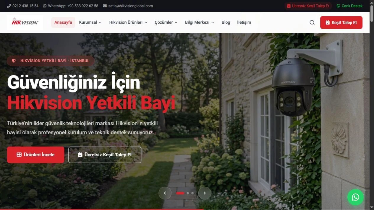 Hikvision Global ana sayfa önizlemesi